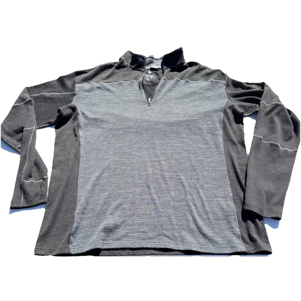 Kuhl Ryzer Sweater Mens 2XL Gray Black 1/4 Zip Performance Pullover Style 3112